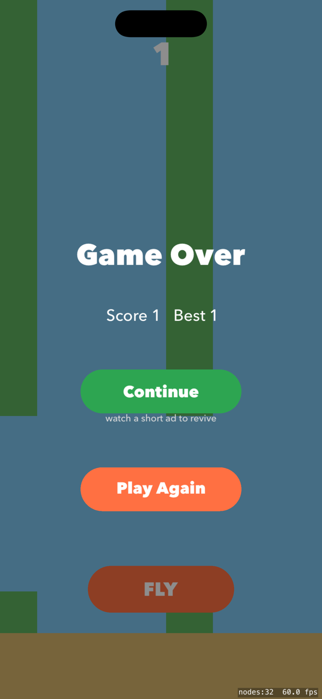 Tap Tap Bee game over screen